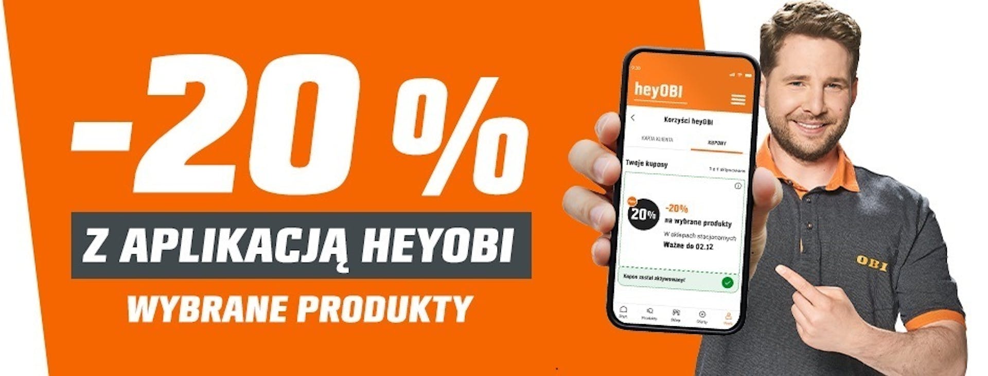 Promocja heyOBI -20% na wybrane produkty z aplikacją