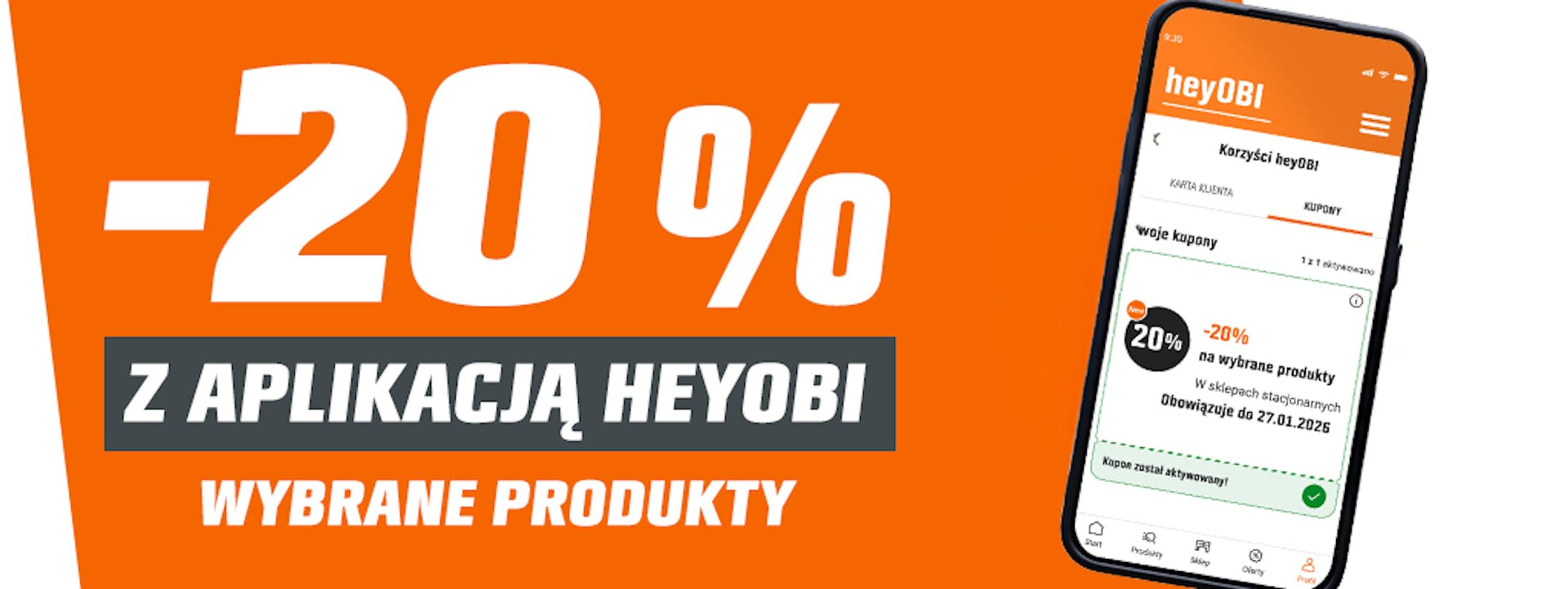 Promocja heyOBI -20% na wybrane produkty z aplikacją