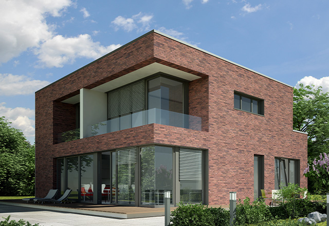 Czerwone płytki klinkierowe na budynku