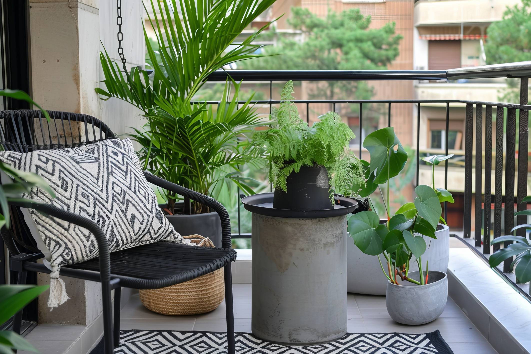 Mały balkon z roślinami