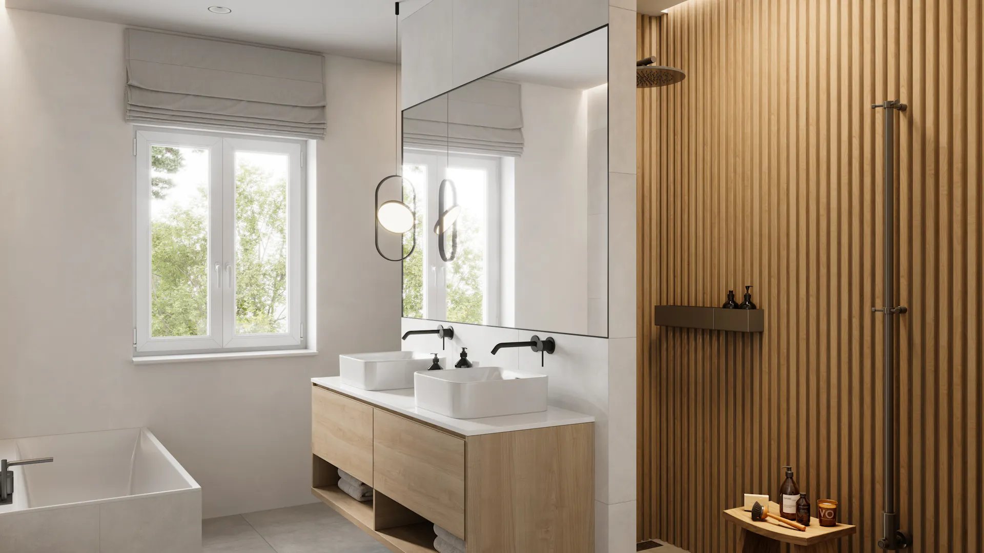 Weißes, modernes Badezimmer