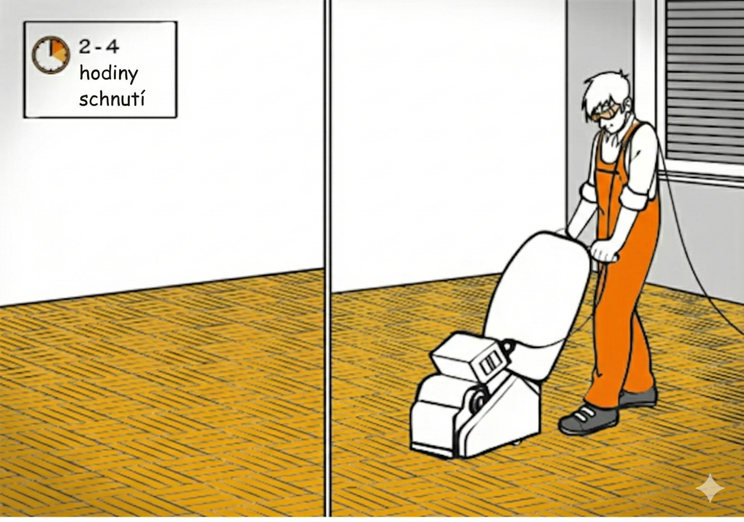 Muž s bruskou na parkety.