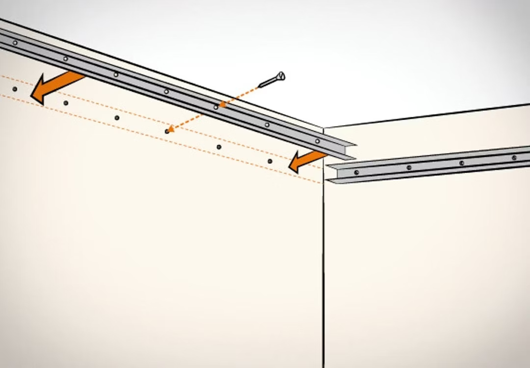 Az álmennyezeti profilok falhoz szerelése