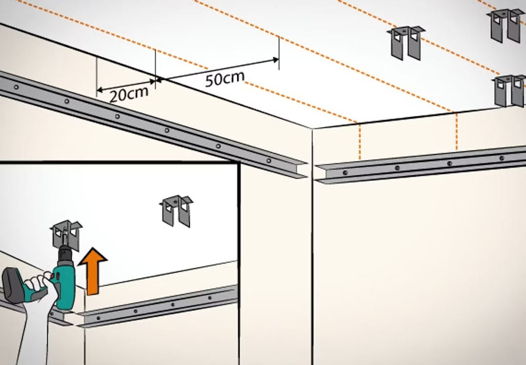 A direktfüggesztők mennyezetre szerelése