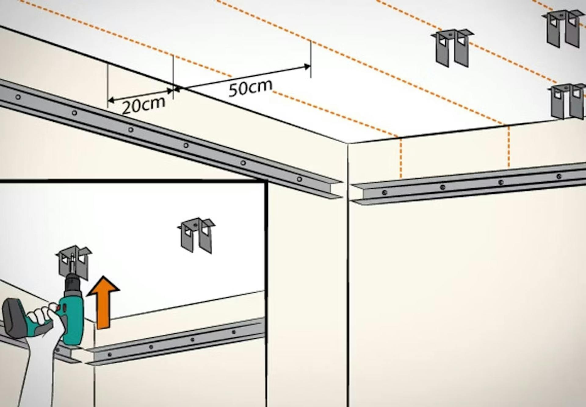 A direktfüggesztők mennyezetre szerelése