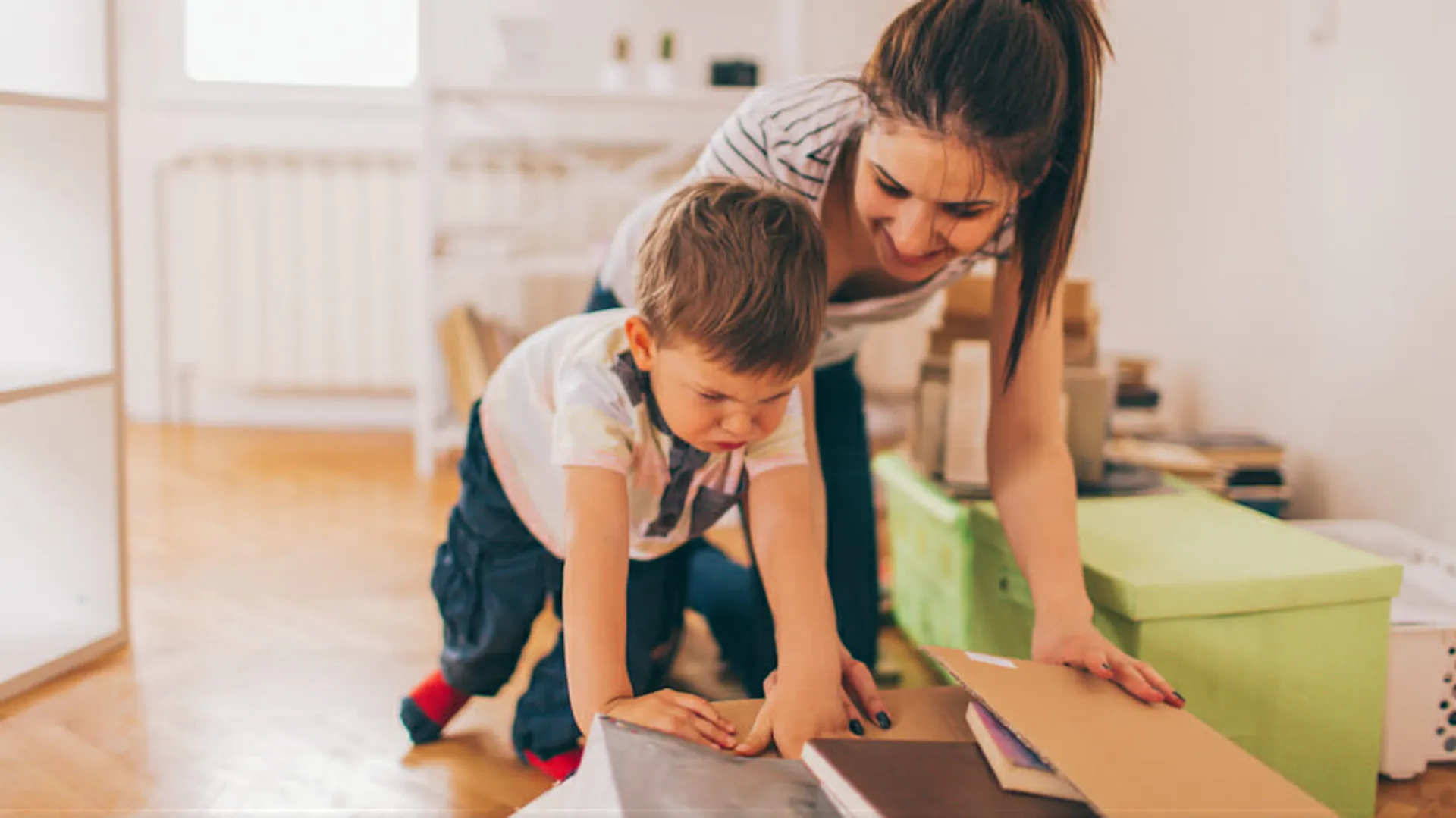 Il castoro OBI con carriola e scatole