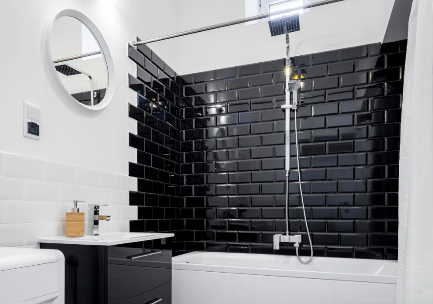 bagno elegante, rustico e retrò