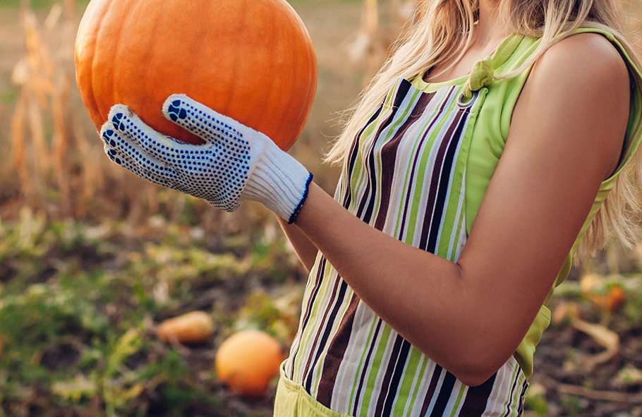 ragazza con zucca in mano