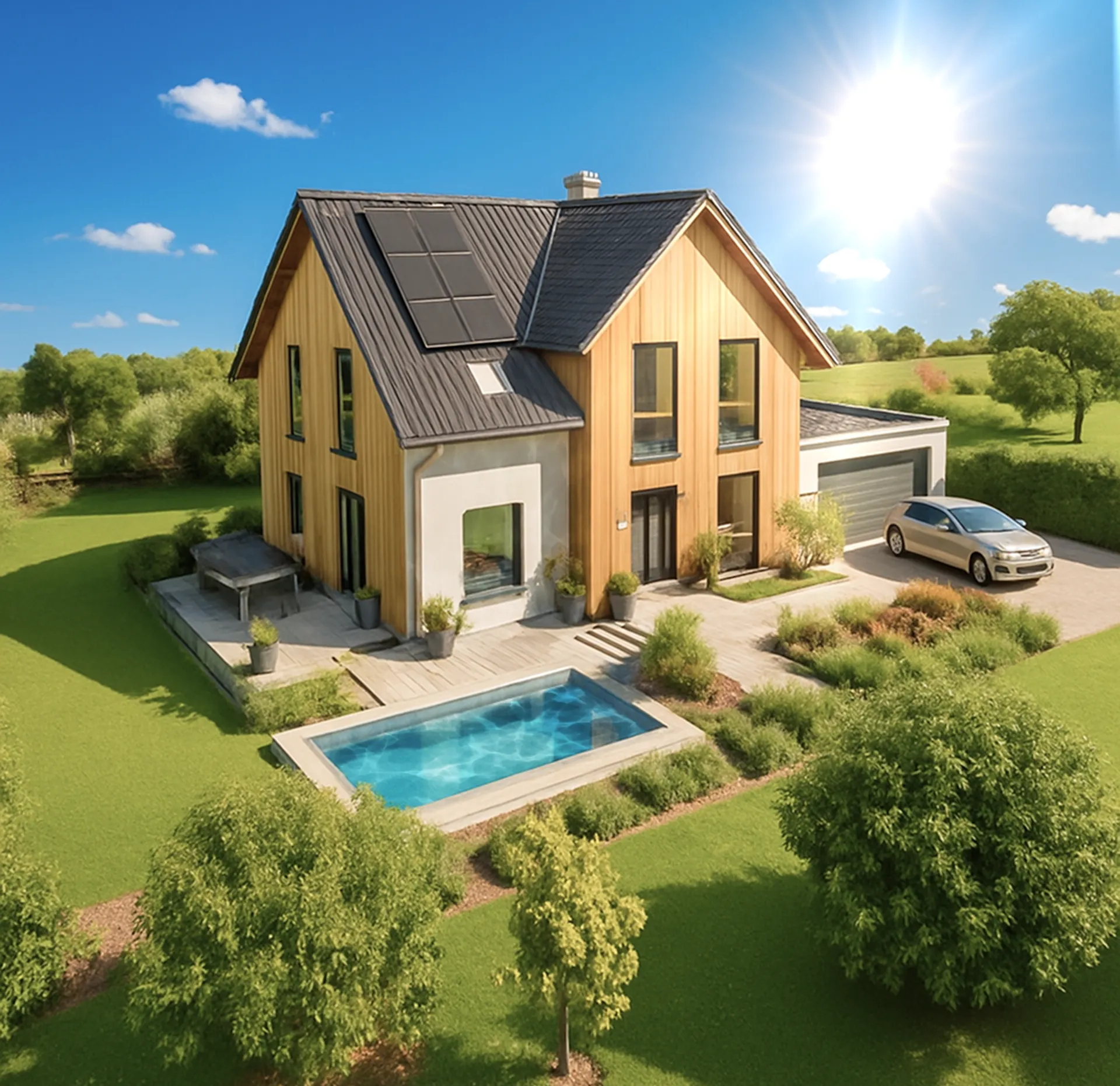 Haus in Gesamtansicht im Frühling