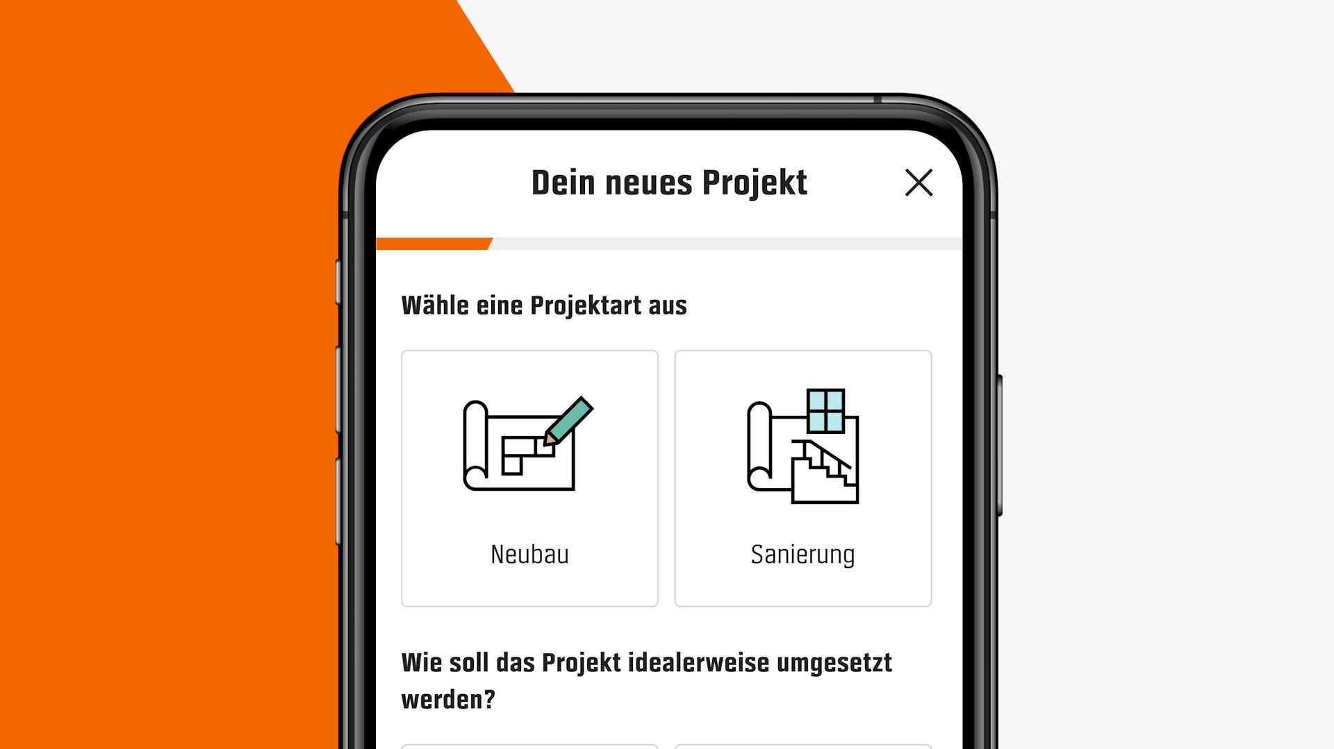 Handy mit Umfrage für individuelles Projekt