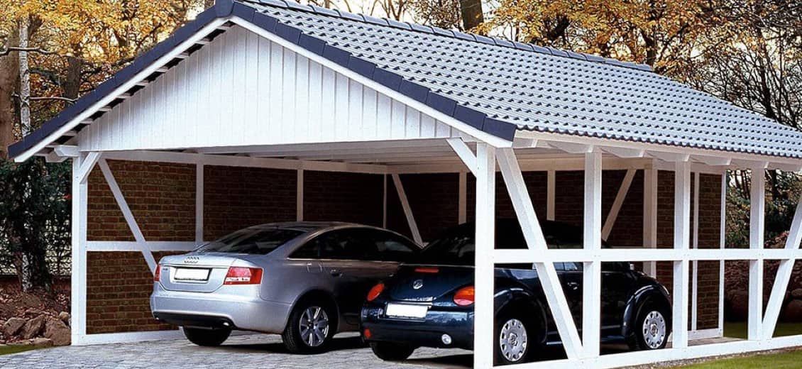Doppelcarport mit Schrägdach
