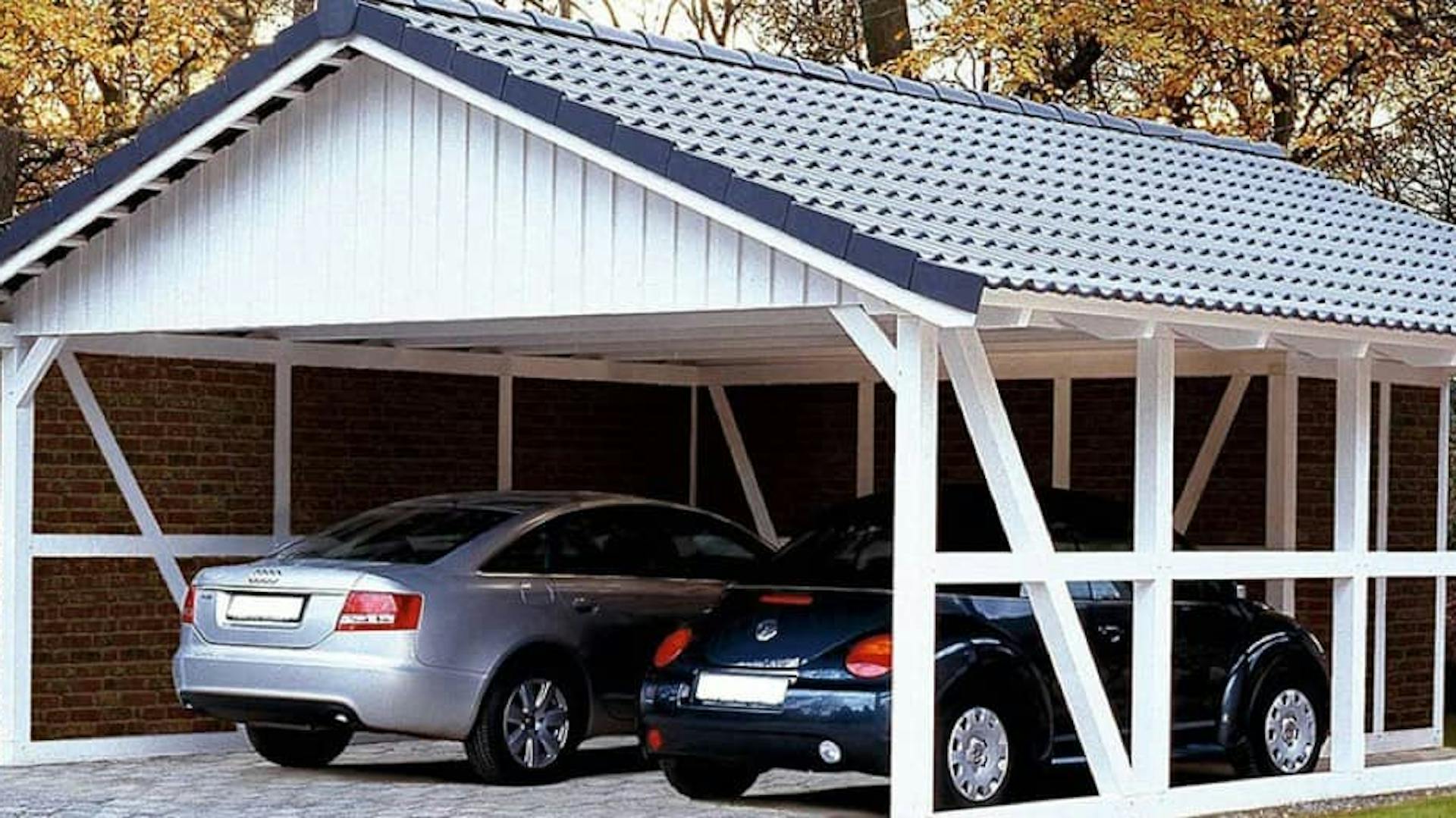 Doppelcarport mit Schrägdach