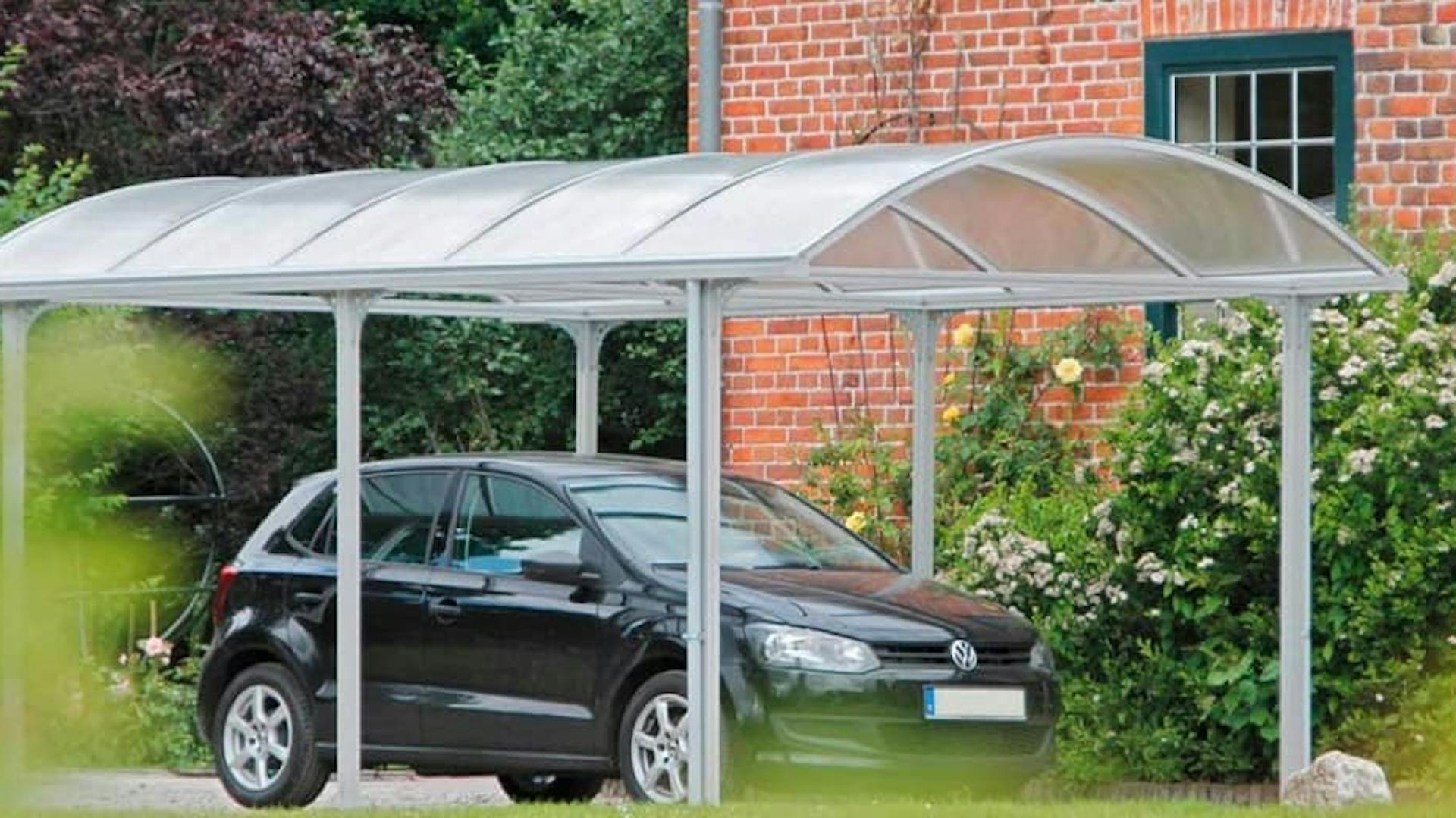 Glas Carport mit rundem Dach