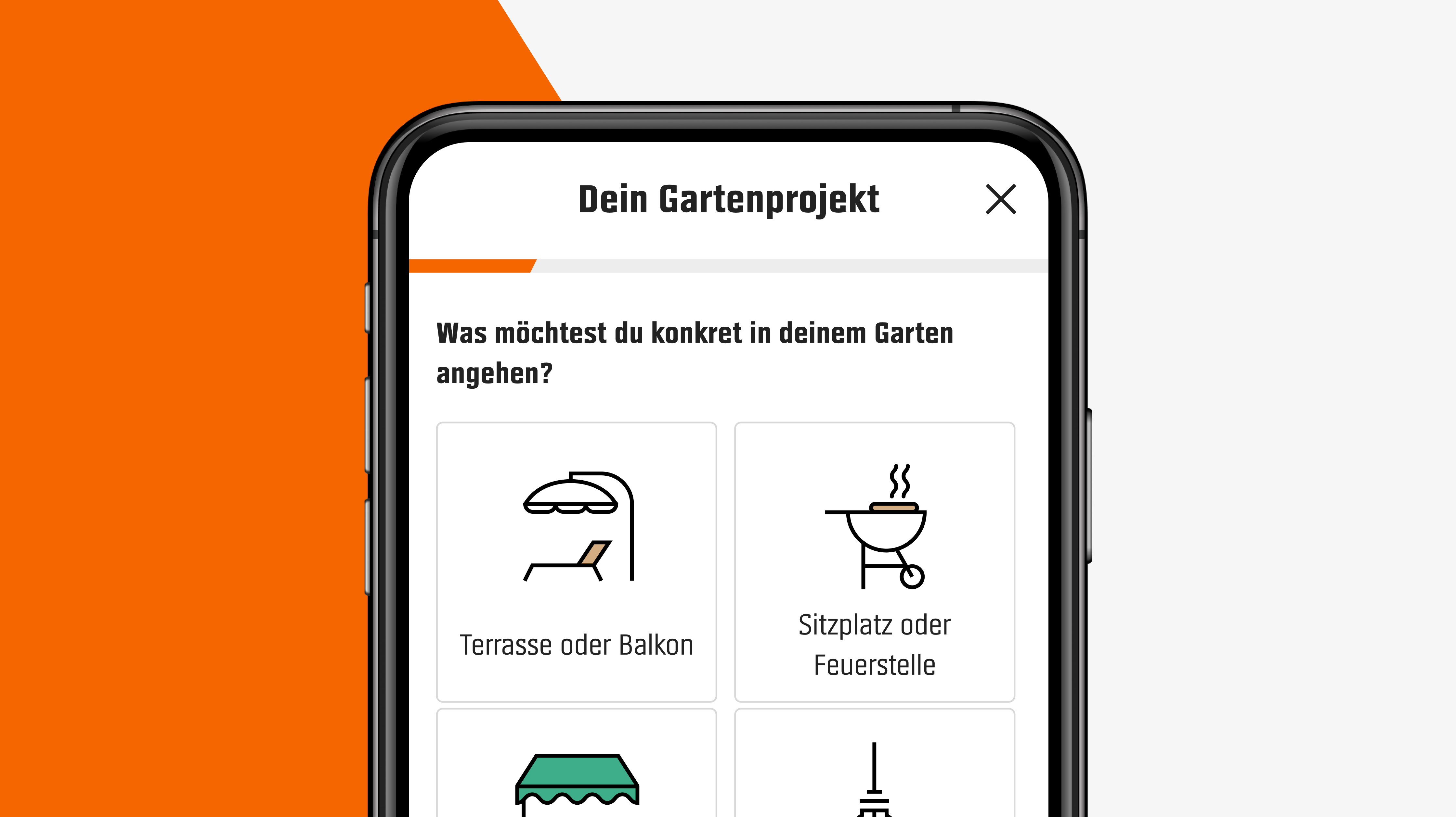 Handy mit Umfrage für individuelles Projekt