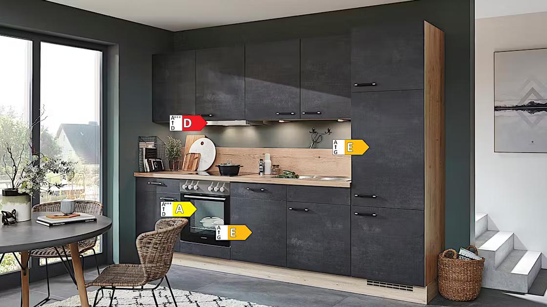 Nobilia Küchenzeile Laser mit Anthrazitfarbiger Front und vielen Highlights