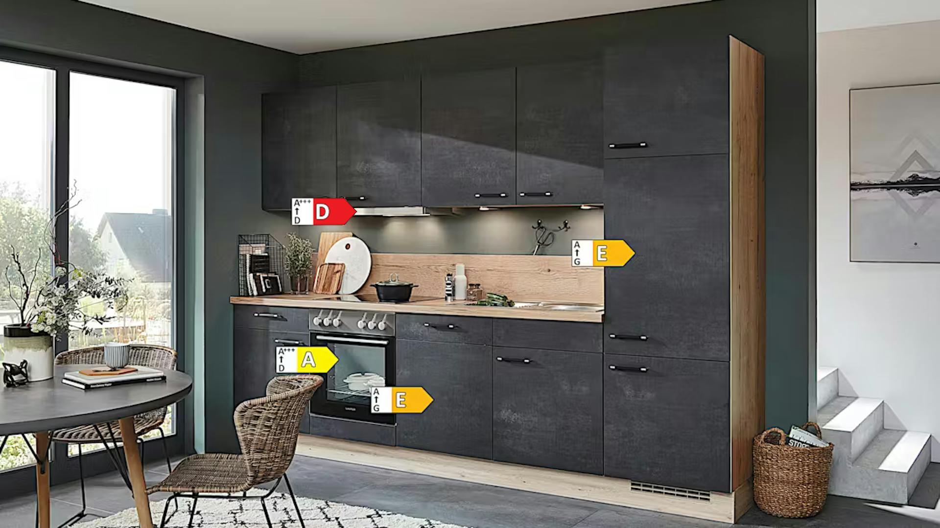 Nobilia Küchenzeile Laser mit Anthrazitfarbiger Front und vielen Highlights