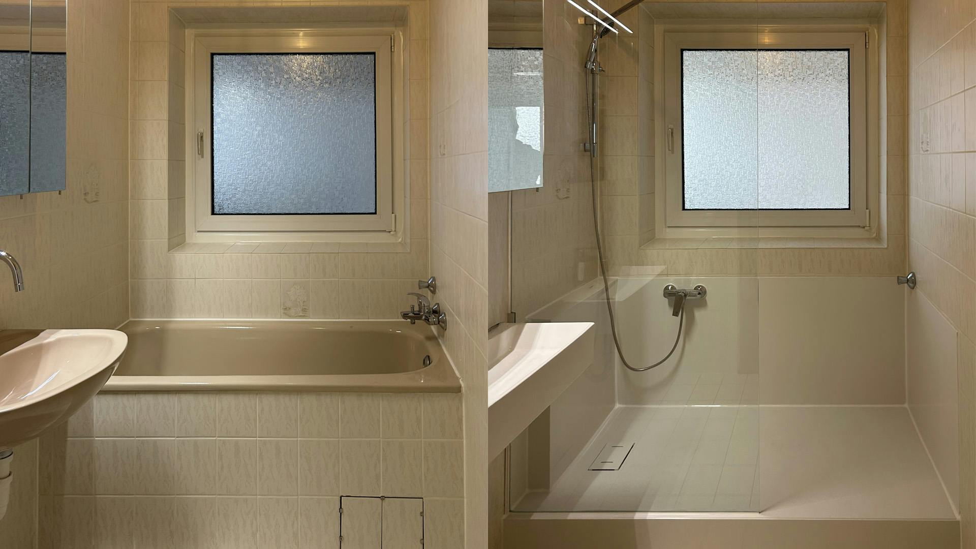 Vorher nachher Badewanne zu ebenerdiger Dusche