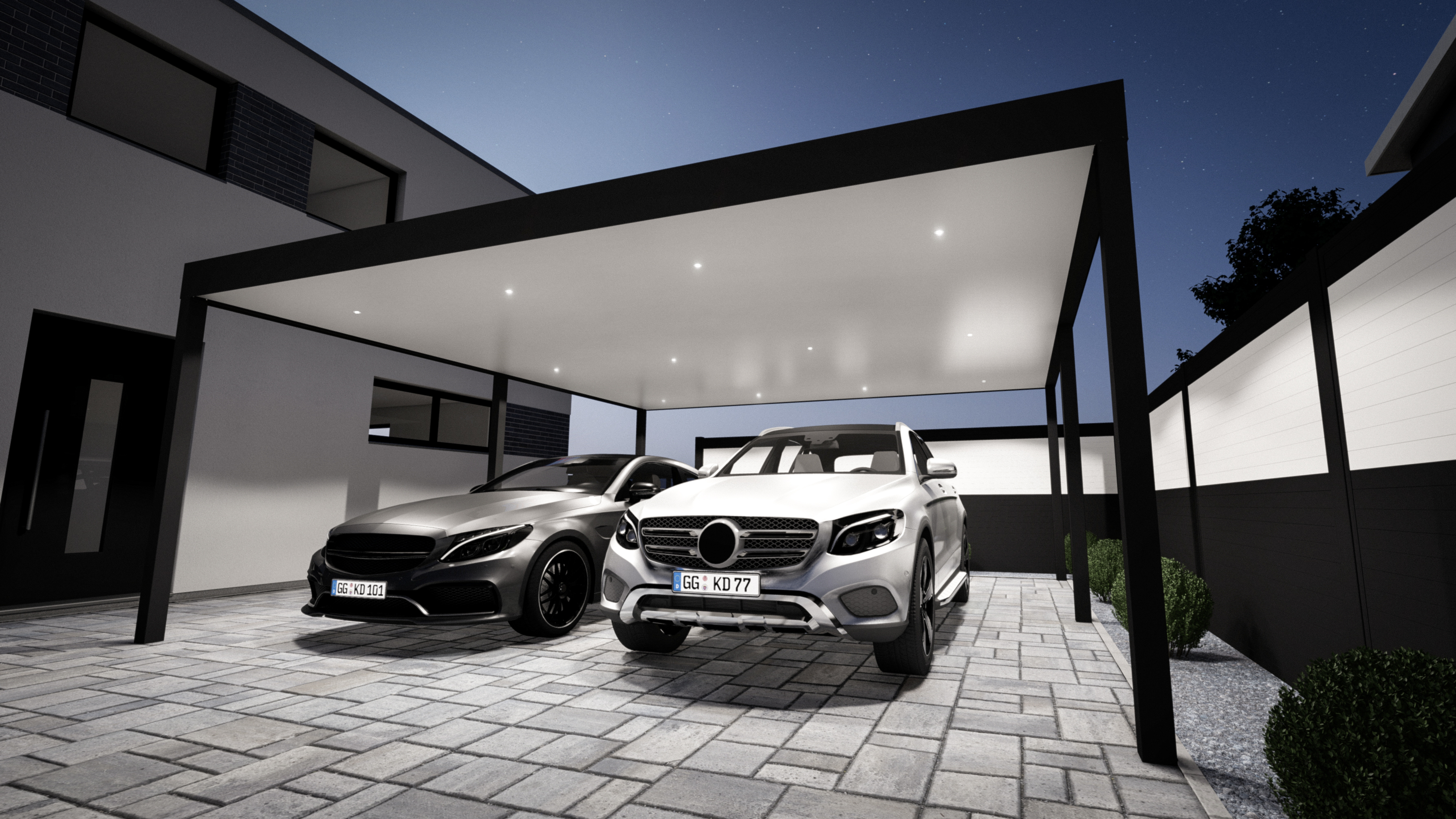 Doppelcarport mit LED