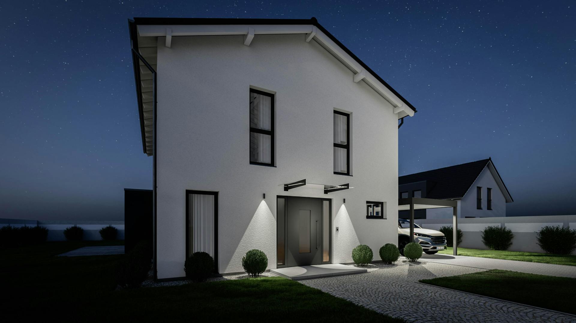 Haustürvordach freitragend aus klarem Glas (KD Überdachung)