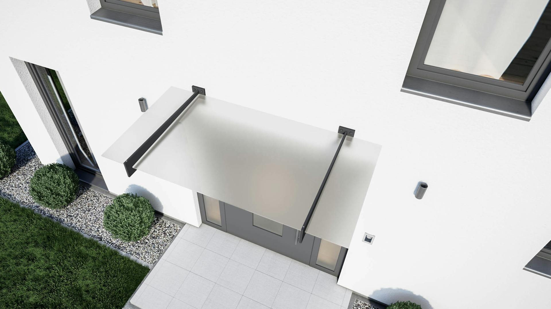 Vordach in Silber-Aluminium