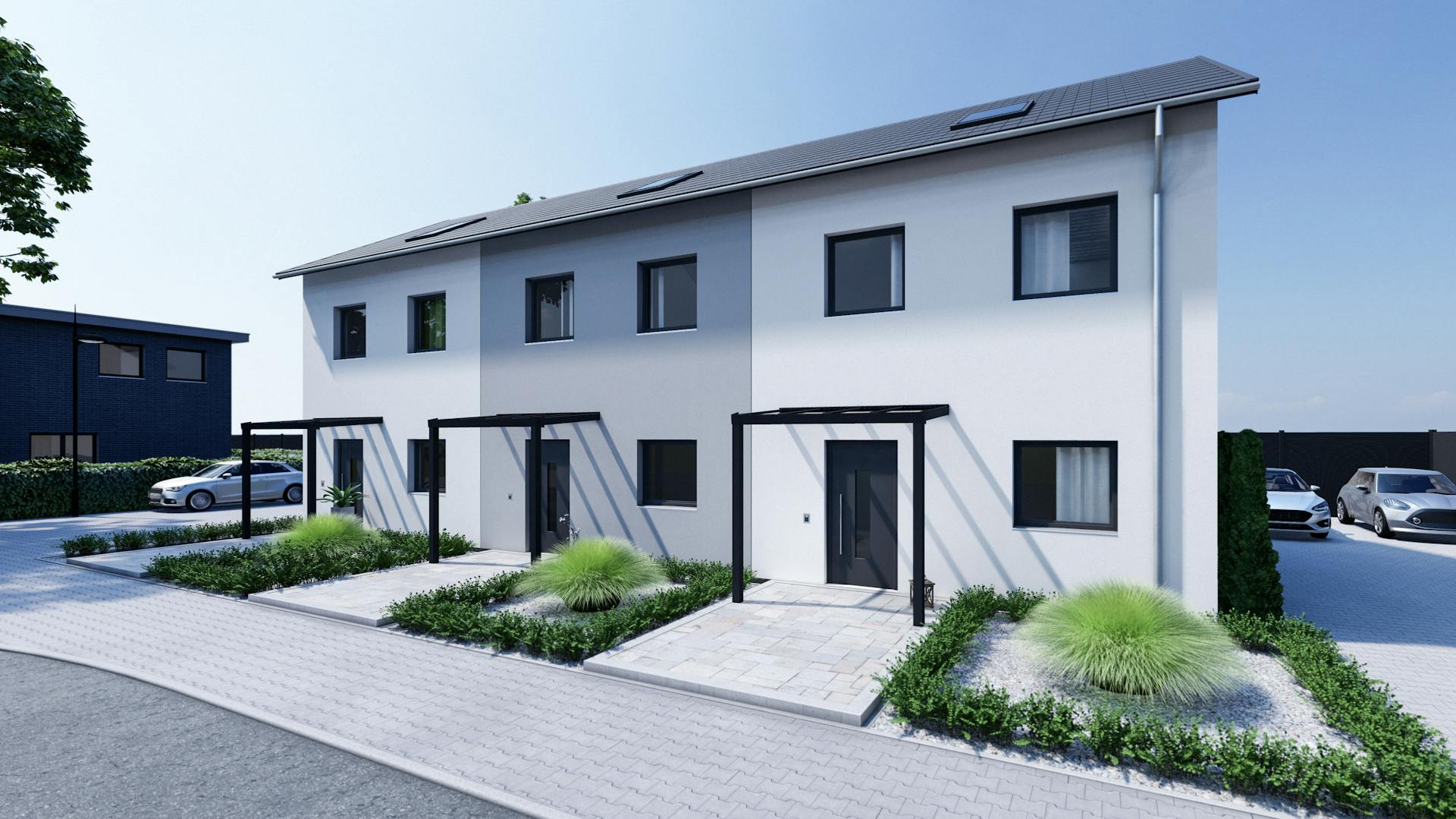 Vordach nach Maß mit Stützen in Anthrazit (KD Überdachung)