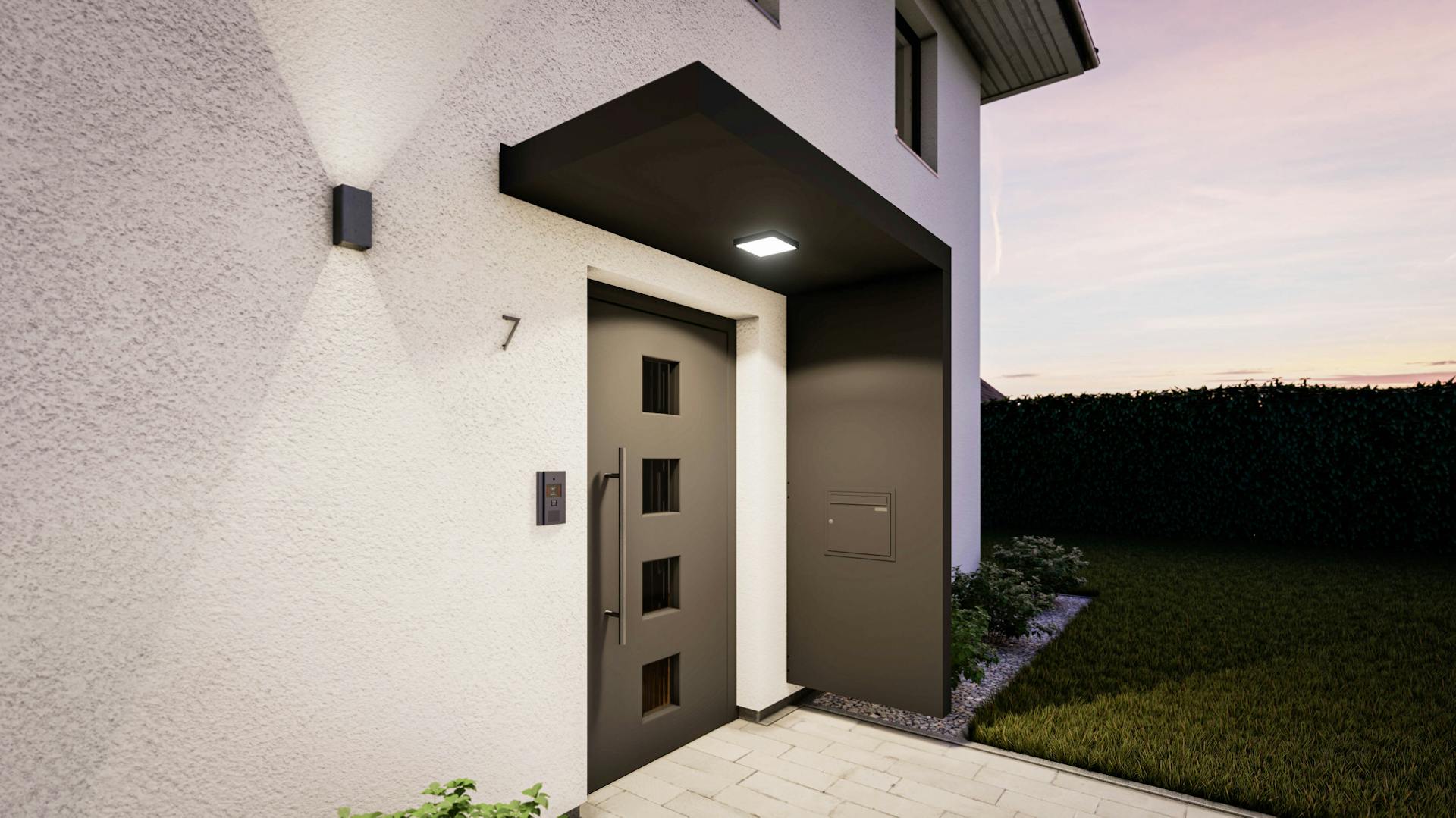 Beleuchtung für die Eingangsüberdachung