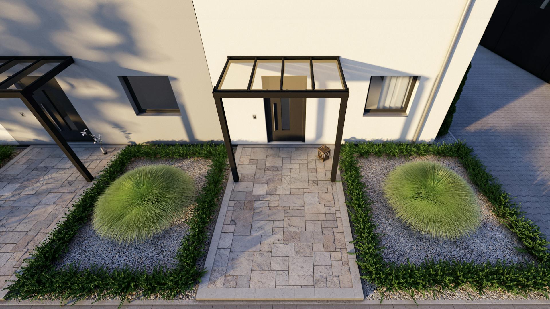 Vordach in Schwarz mit Polycarbonat Eindeckung