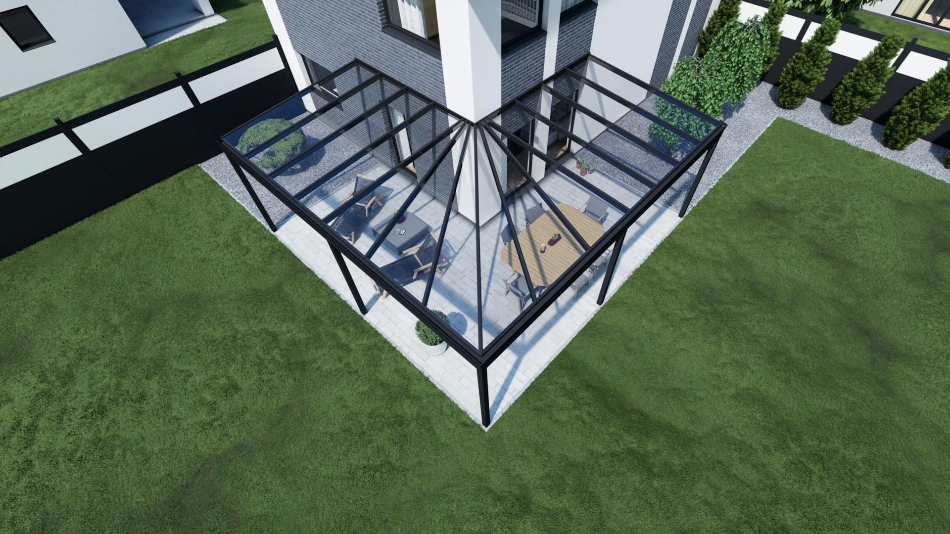 Dachdeindeckung VSG Glas Terrassenüberdachung