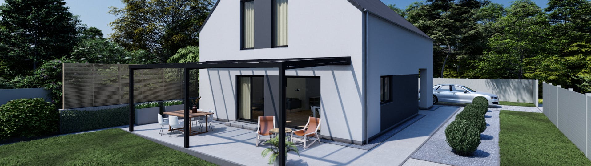 Terrassenüberdachung aus Aluminium & Glas anbau am Haus & Baugenehmigung
