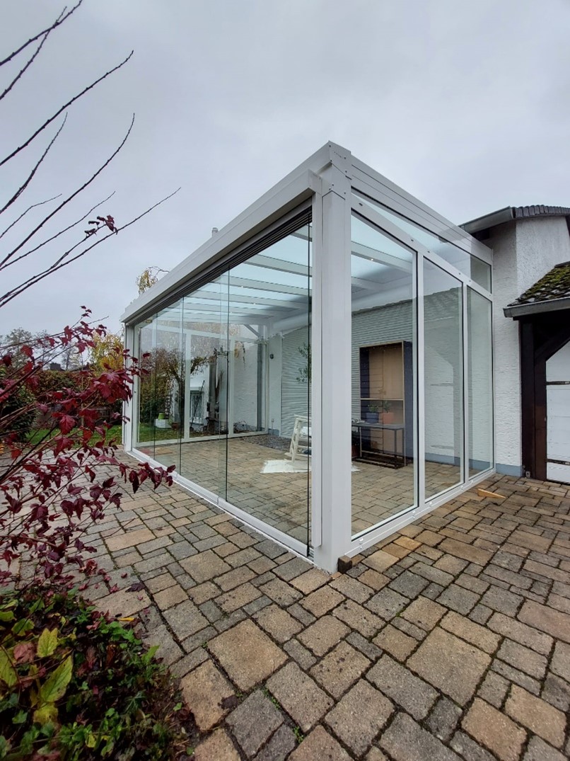 Sommergarten mit Polycarbonat Dacheindeckung in Silber