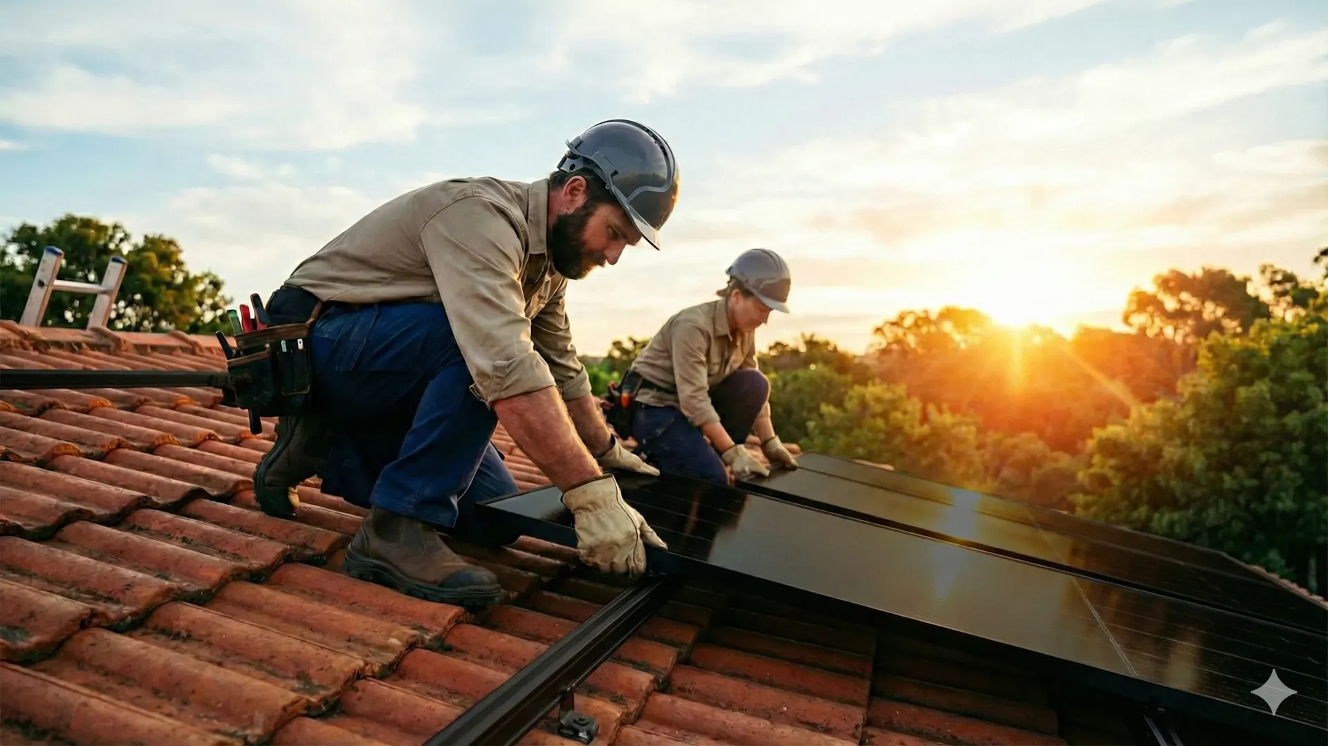 Solaranlage wird auf Dach montiert