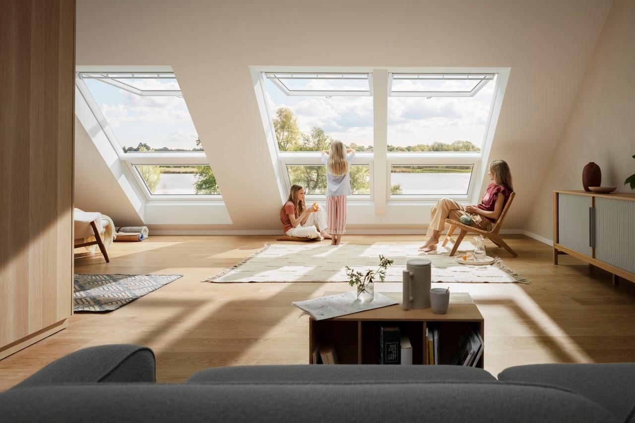 dachfenster und familie