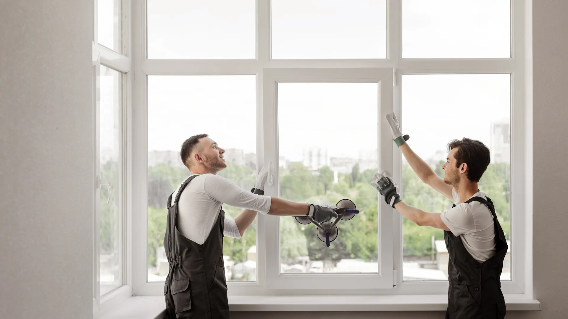 Fenster mit Handwerker