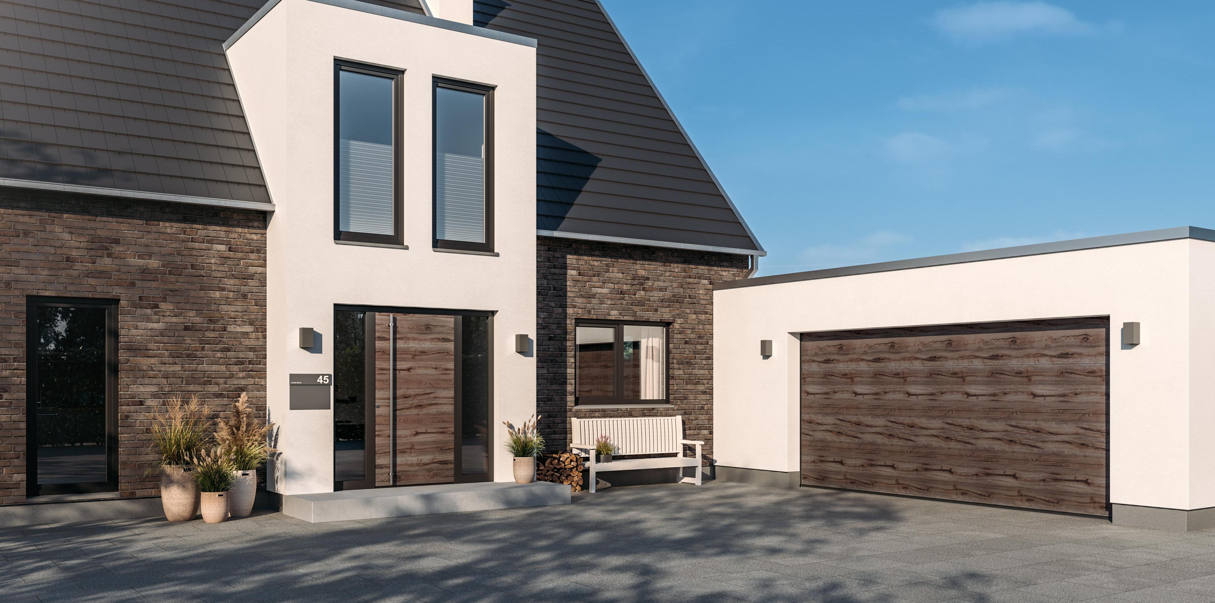 Projektbeispiel Garagentor mit Holzoptik