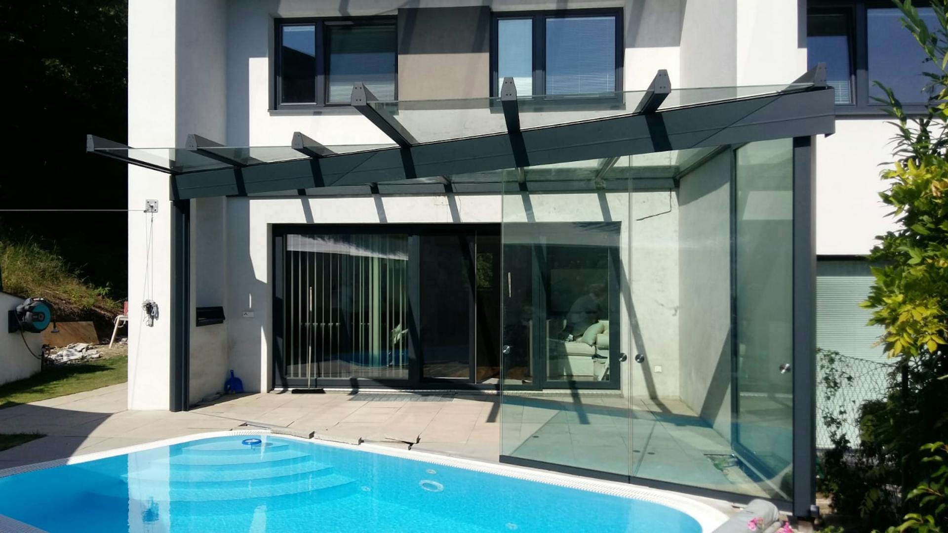 Terrassenüberdachung mit Glasdach (klar)