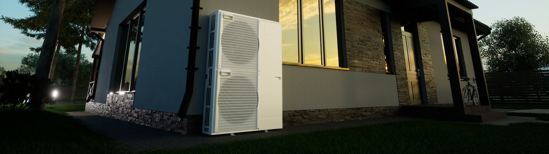 Wärmepumpe in weiß