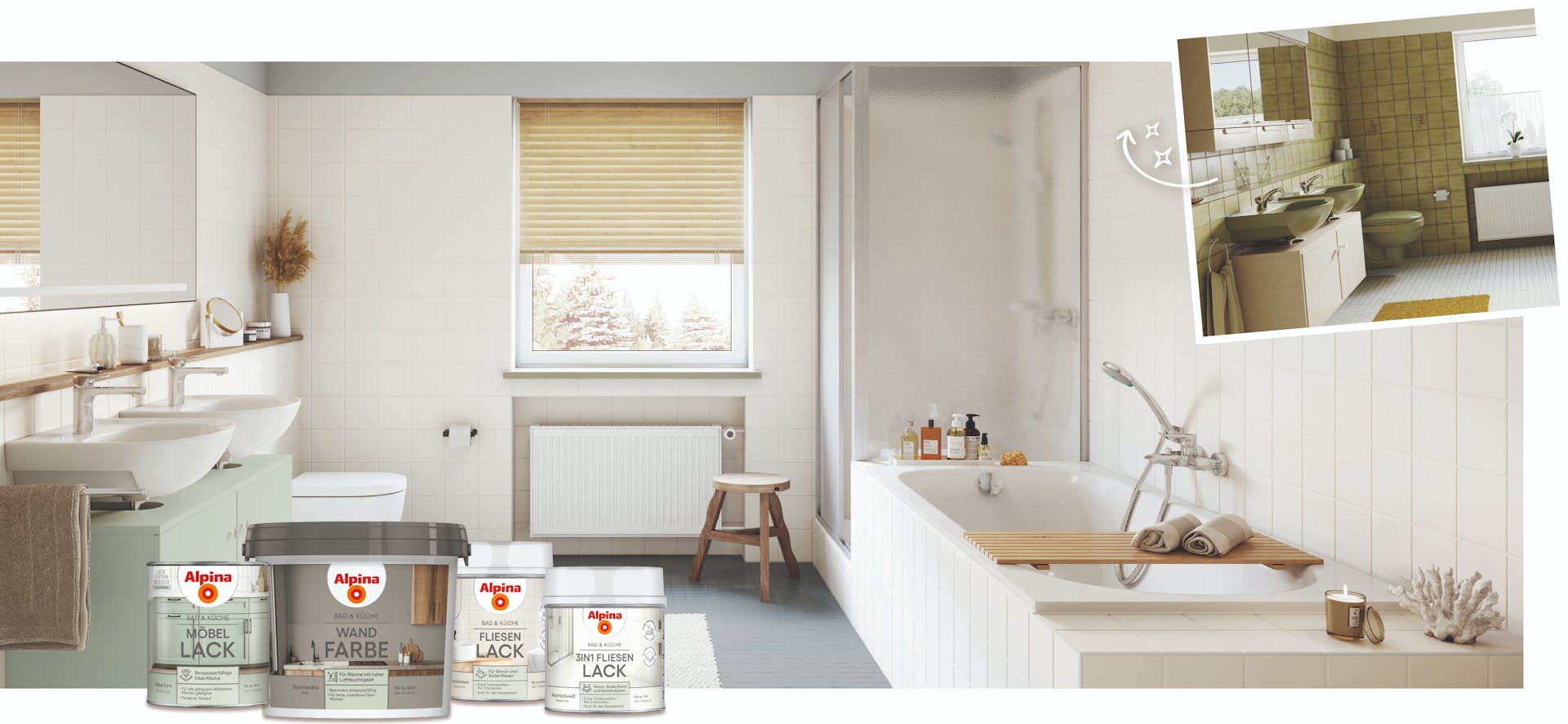 Badezimmer das mit Alpina Lack gestrichen wurde