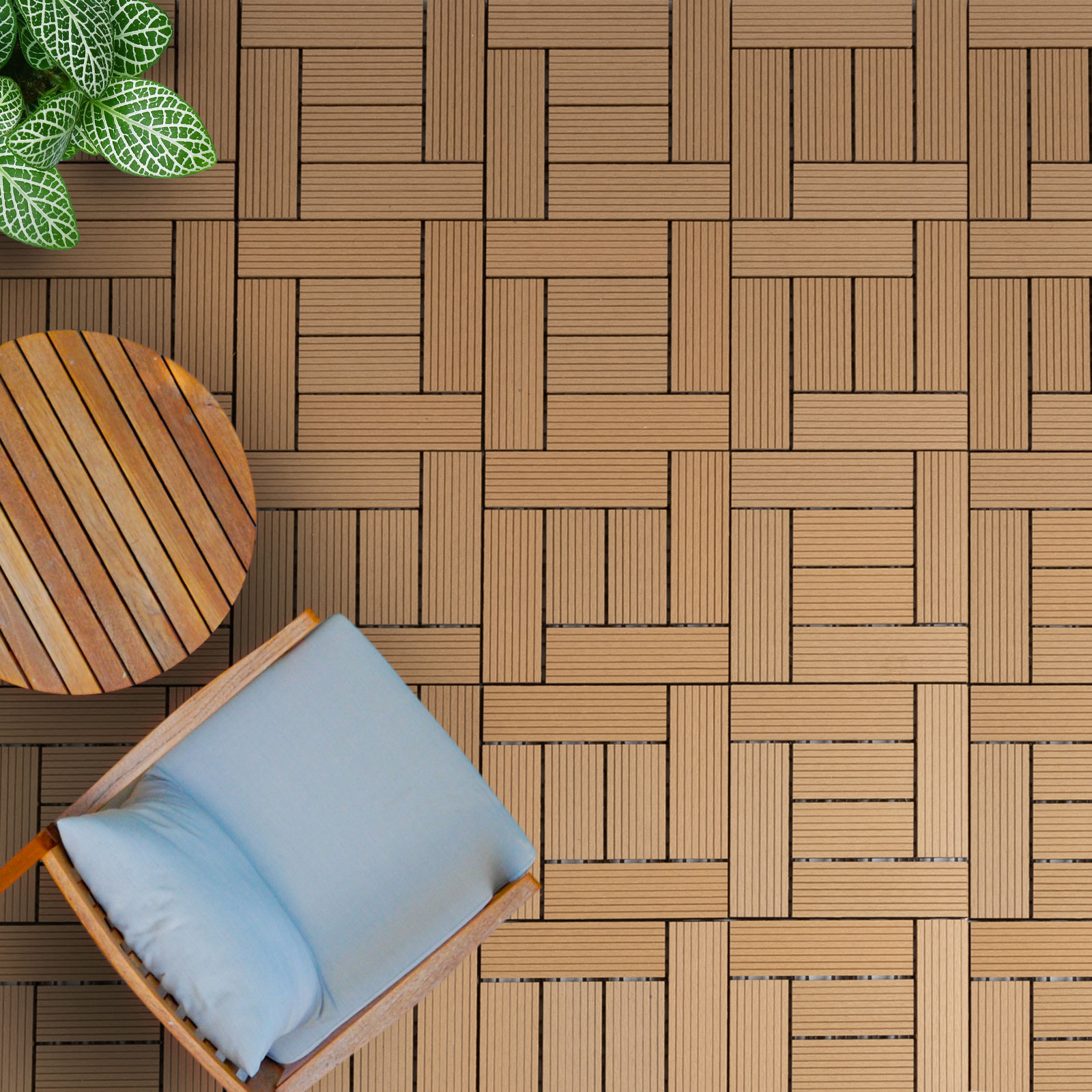 Klickfliesen Holz mit Outdoor Möbel