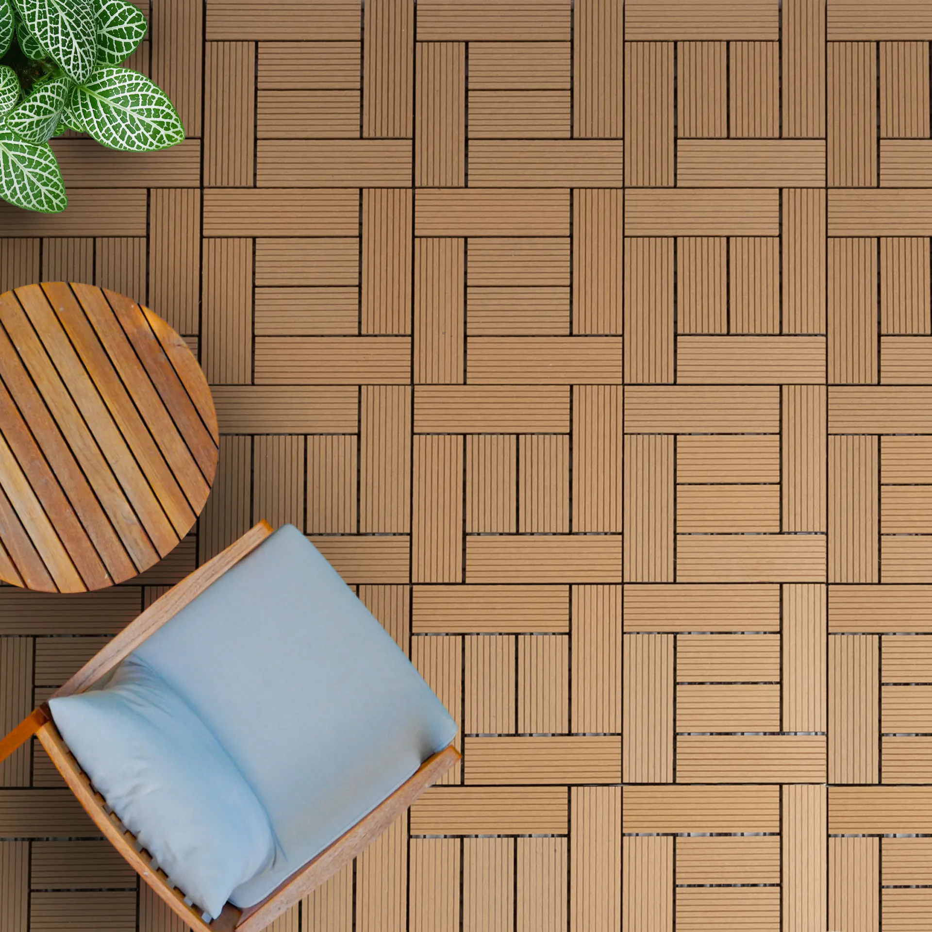 Klickfliesen Holz mit Outdoor Möbel