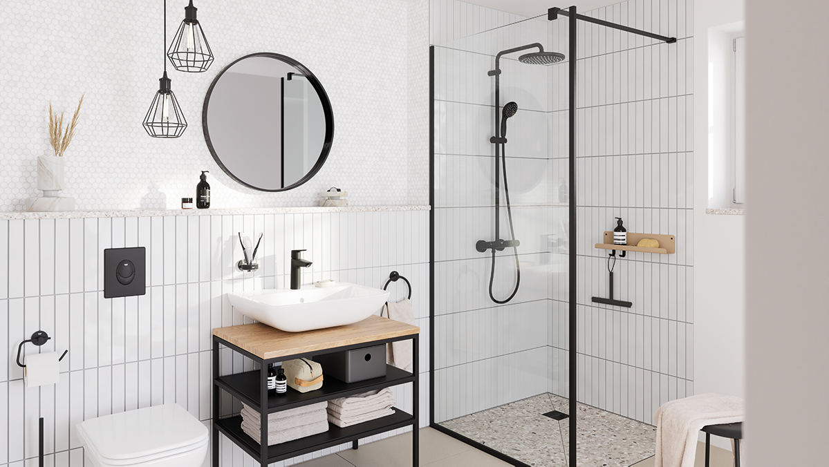 Bad mit Grohe Ausstattung in Matt Black