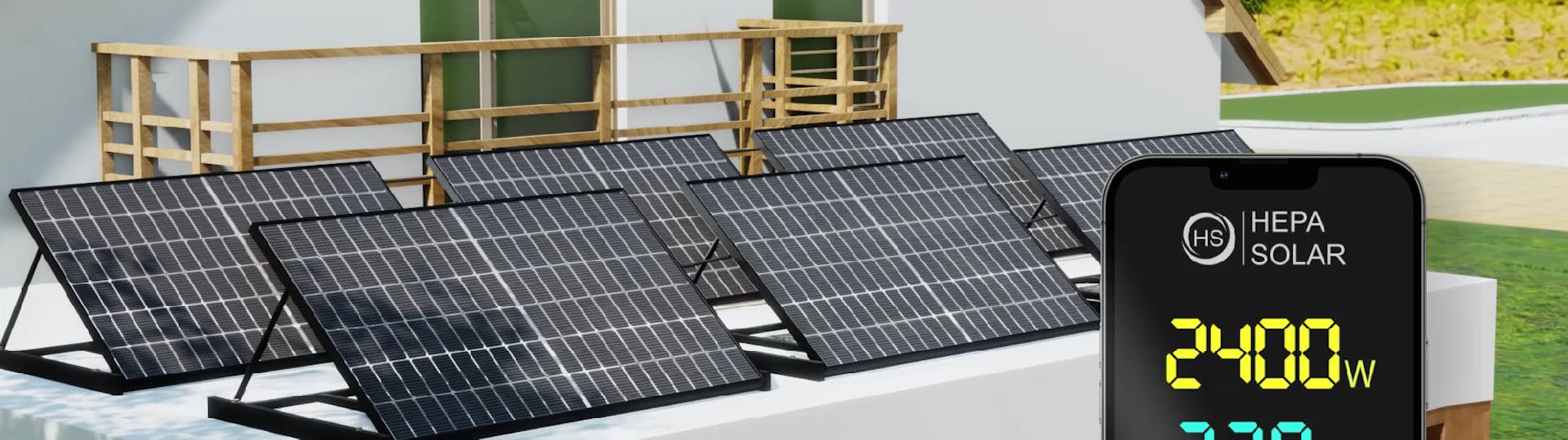 Sechs Solarmodule auf einem Balkon inklusive App-Überwachung