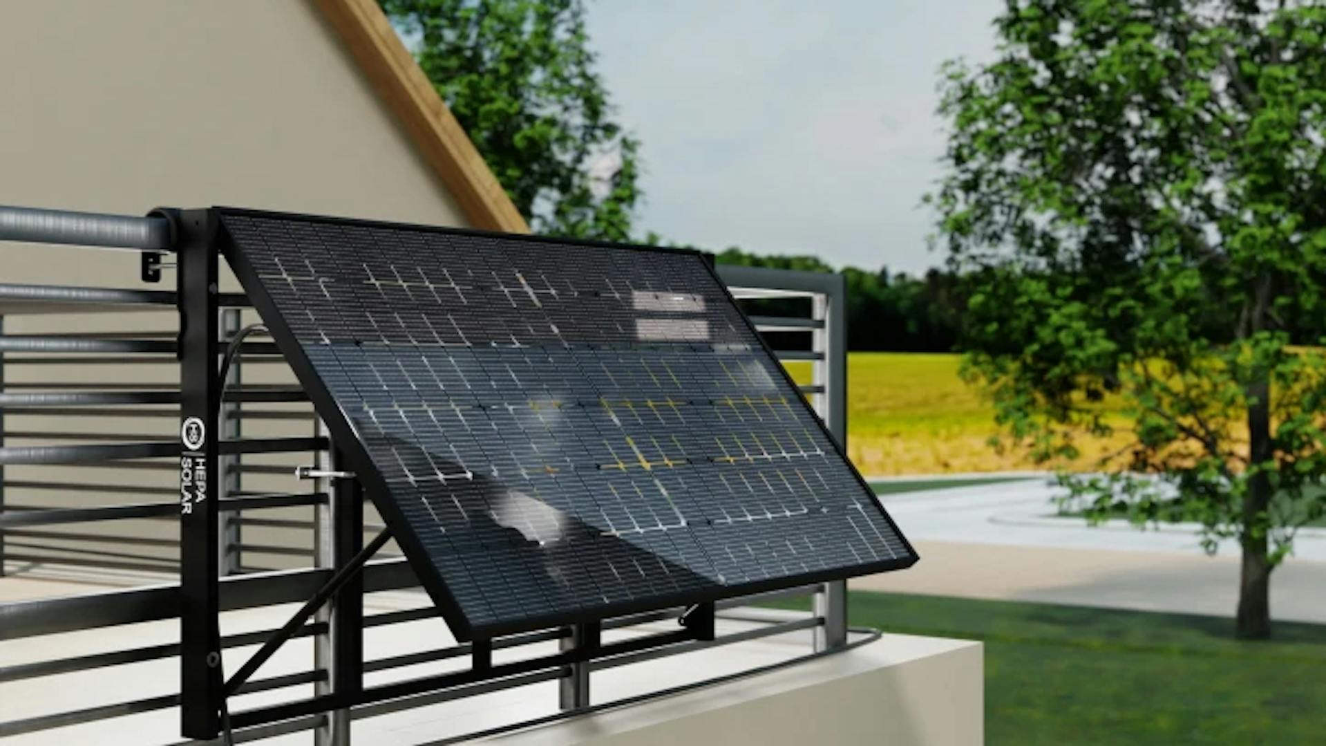 Hepa Solarmodul BASIC an einem Balkongeländer