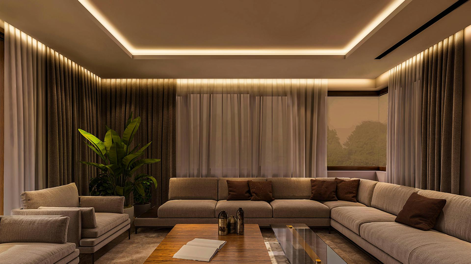 Weiße LED-Streifen im Wohnzimmer