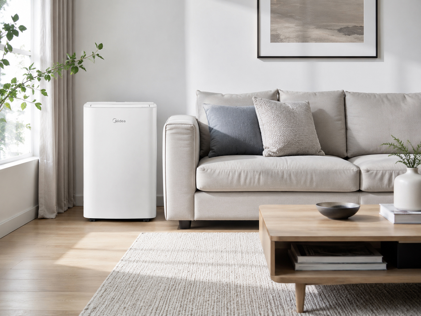 Midea mobiles Klimagerät im Wohnzimmer