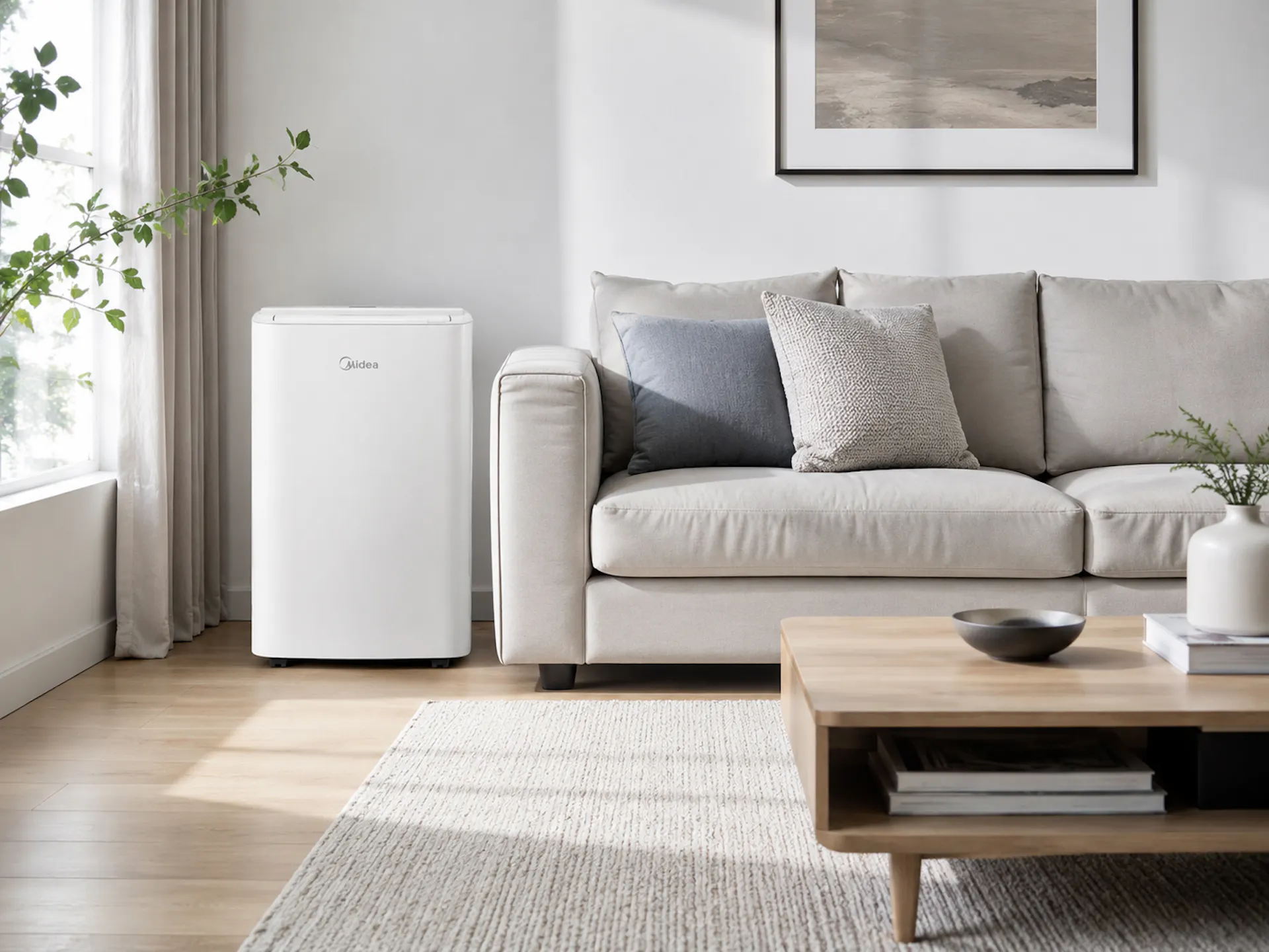 Midea mobiles Klimagerät im Wohnzimmer