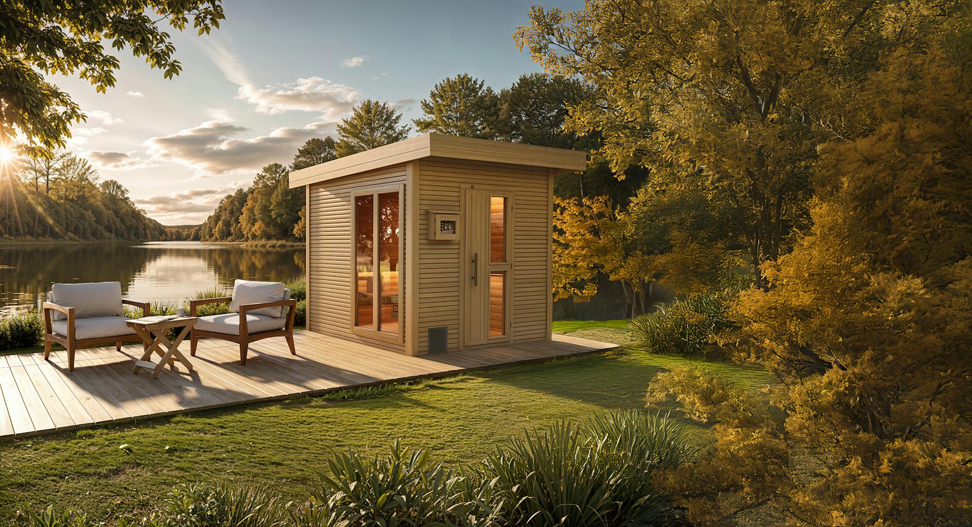 Collage mit Weka Gartenhaus und Weka Pool