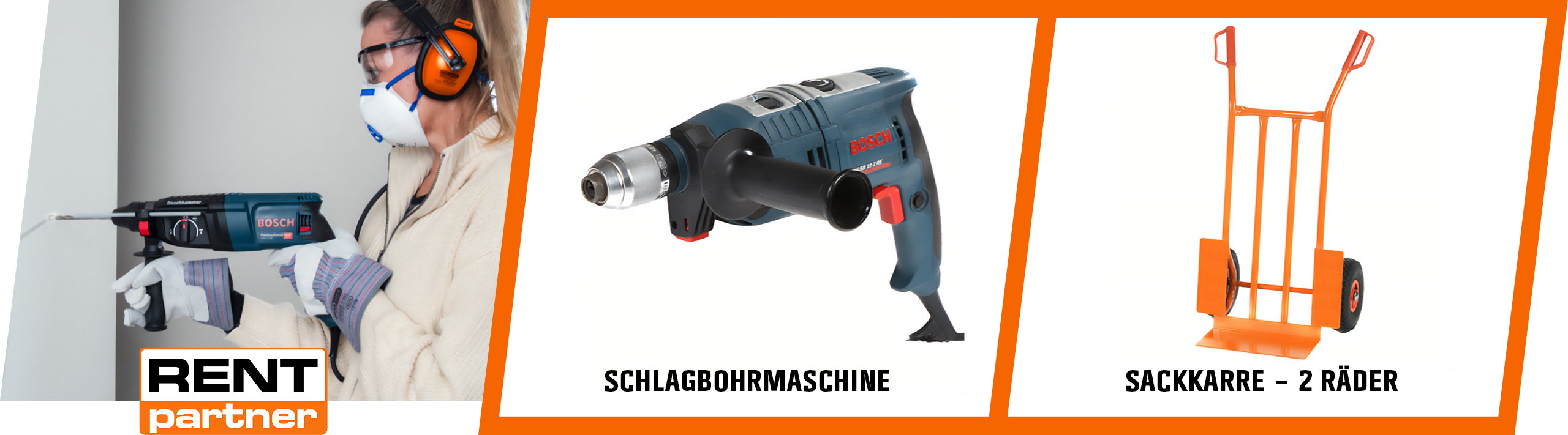 Schlagbohrmaschine und Sackkarre