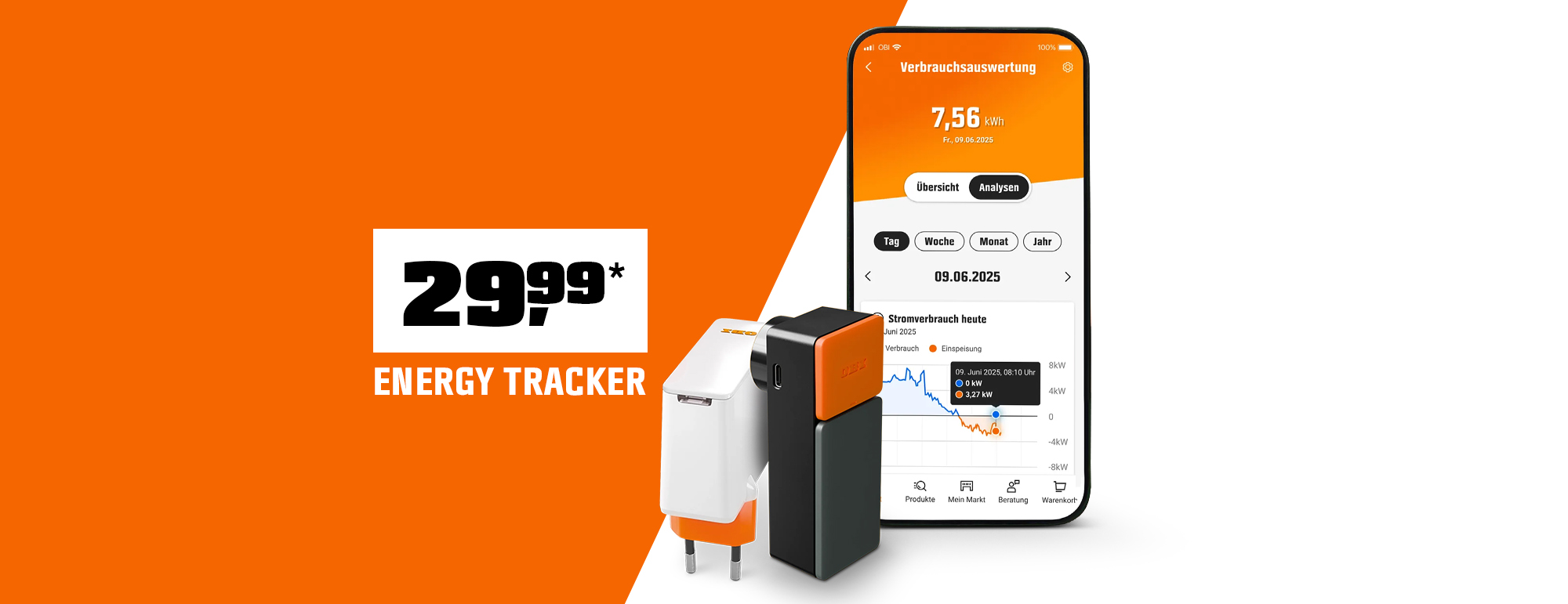 Energy Tracker und Preisschild
