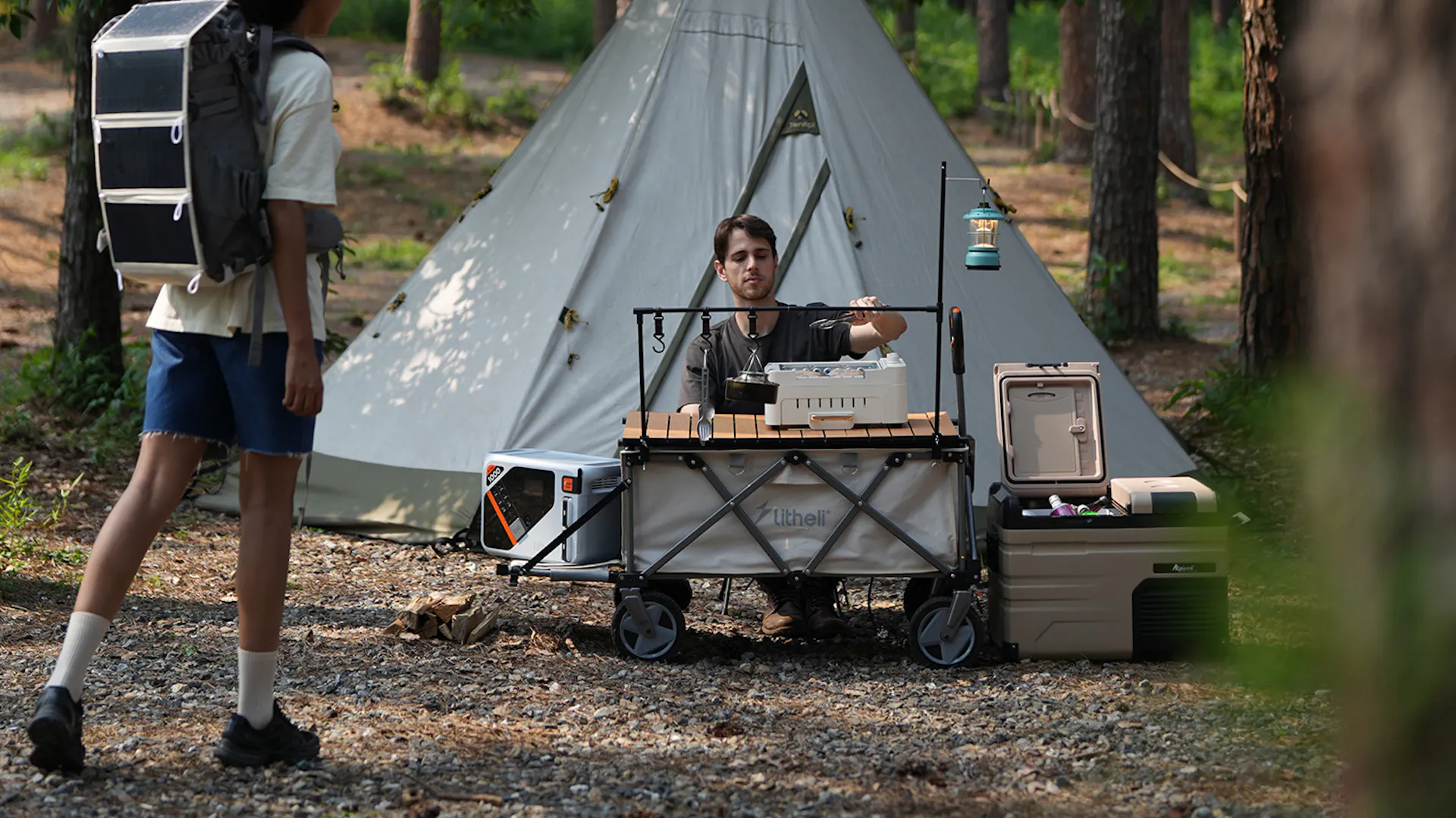 Litheli Elektro Bollerwagen beim Camping