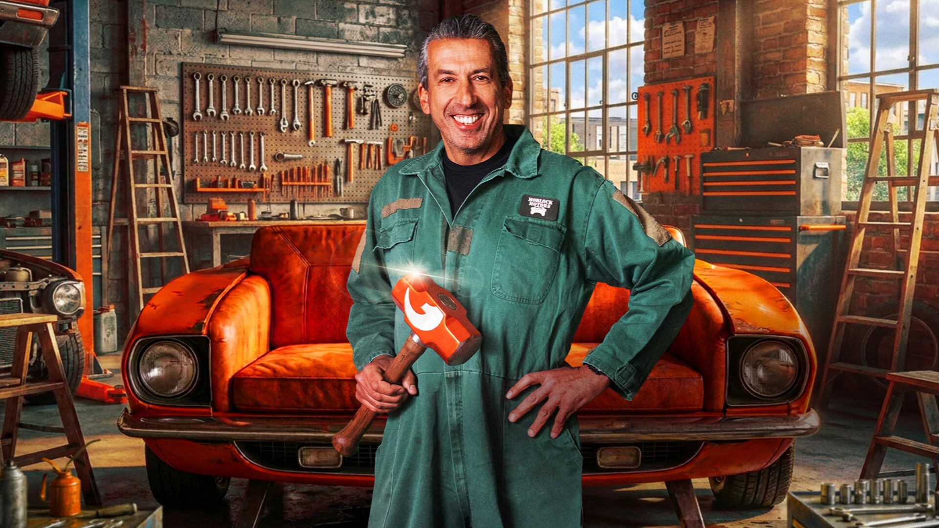 Ein Mann freut sich über die Bosch Reinigungsbürste